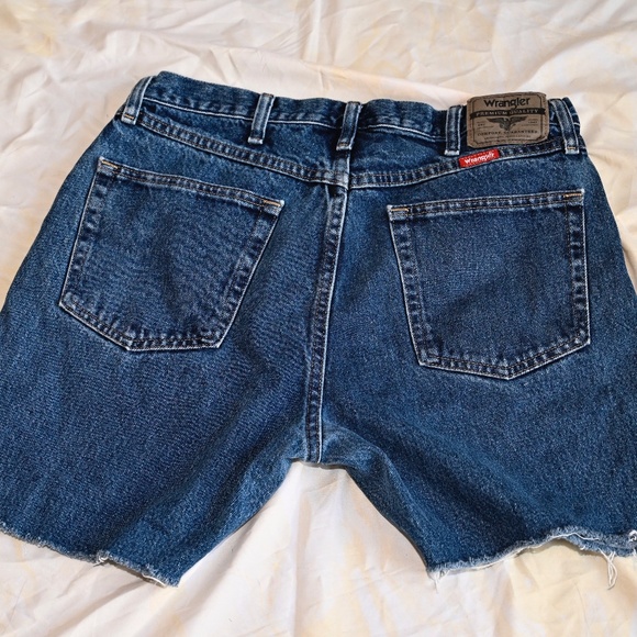 Upcycled Wrangler Denim Short Shorts, Mid-Thigh - Picture 1 of 5